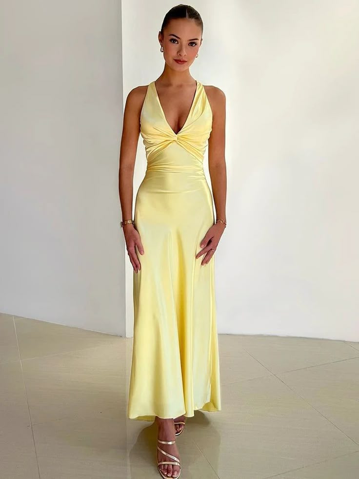 Sarah - Sleeveless Maxi Dress Olivia The Label Yellow XS