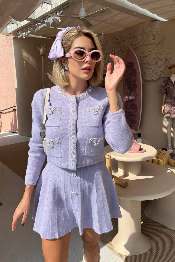 Beatrix - Cardigan Mini Skirt Set Olivia The Label Lilac XS