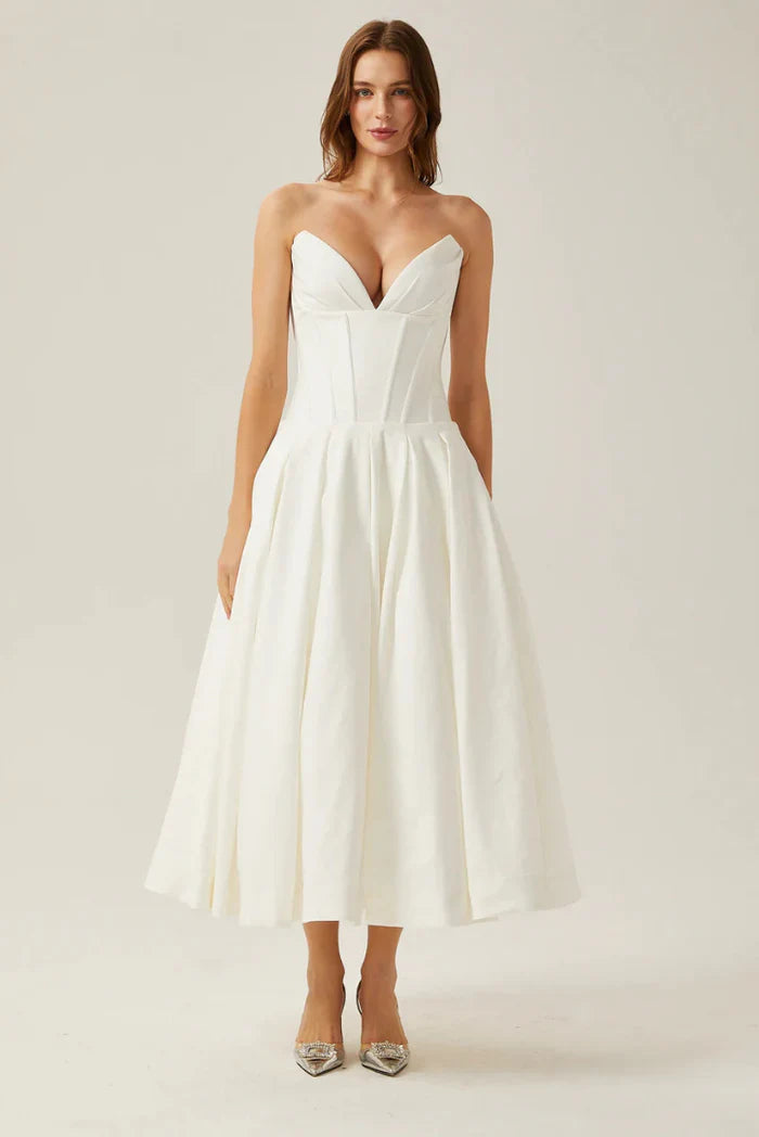 Lorelei - Corset Midi Dress Olivia The Label Ivory XS