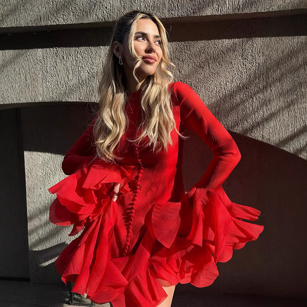 Junie - Blush Mini Dress Olivia The Label Red XS