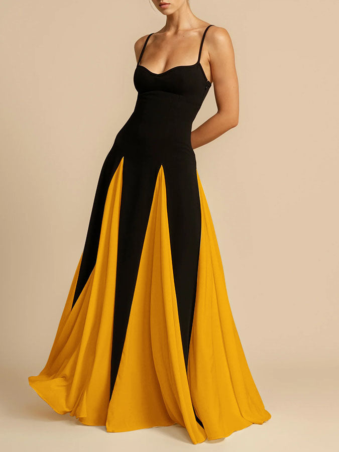 Lara - Sleeveless Maxi Dress Olivia The Label Black & Bright Yellow XS