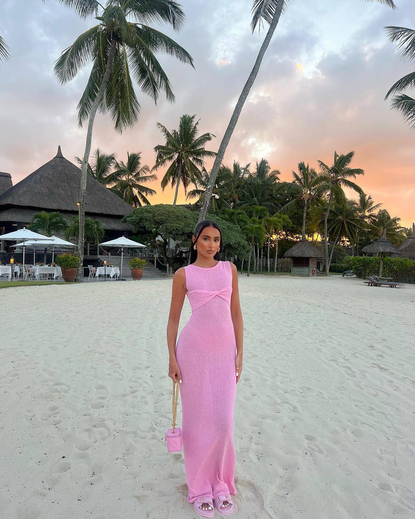 Mika - Round Neck Knitted Maxi Dress Olivia The Label Pink XS