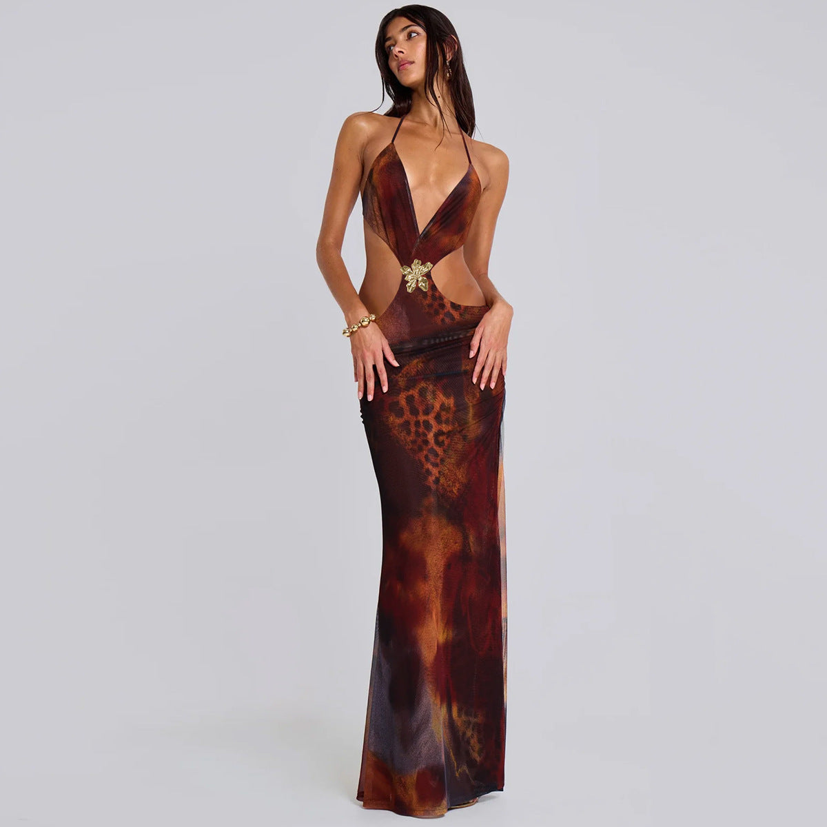 Amira - Slim-Fit Open Back Cutout Maxi Dress Olivia The Label