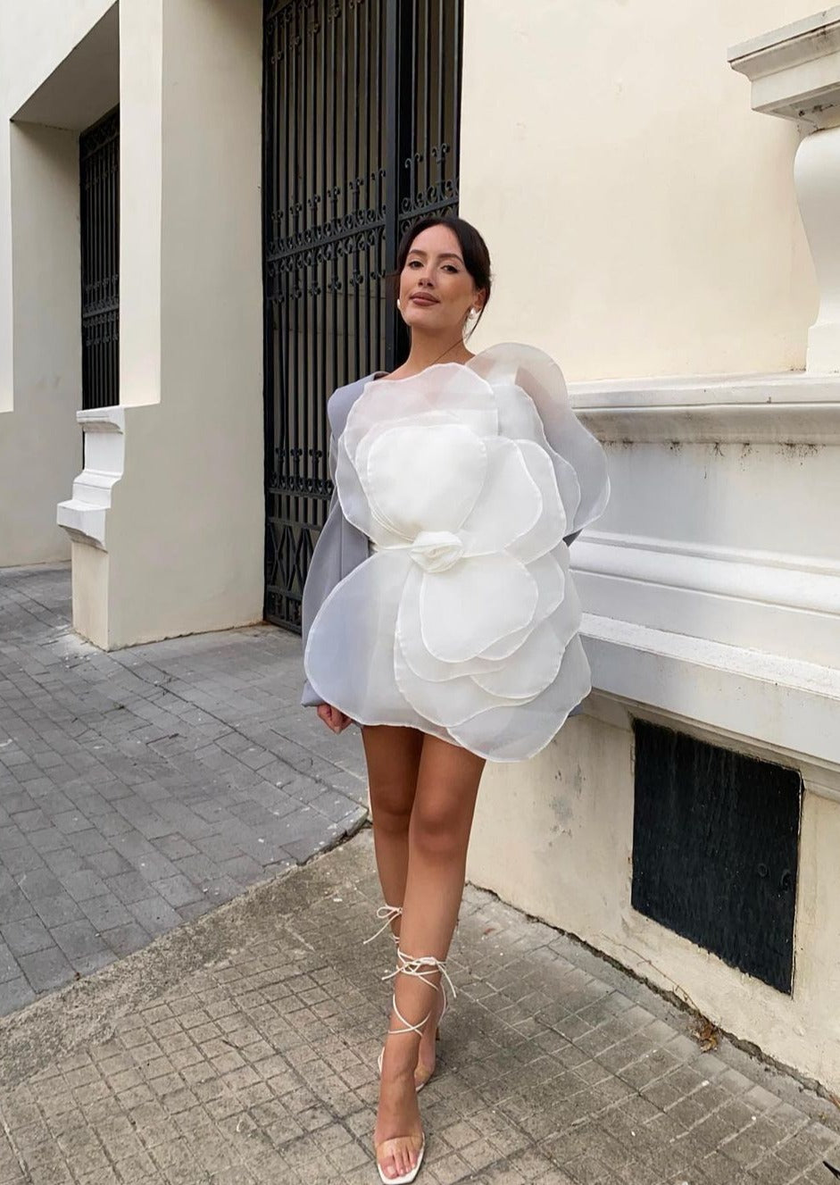 Bianca - Flower One Shoulder Mini Dress Olivia The Label