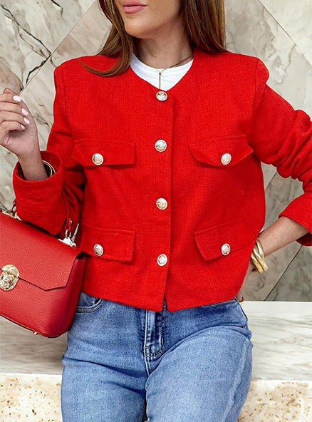 Megan - Vintage Cropped Jacket Olivia The Label Red XS