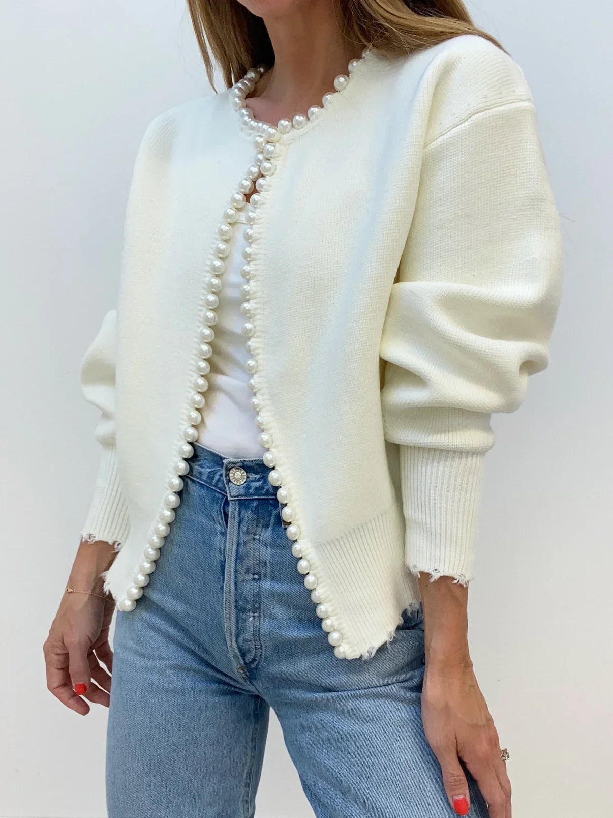 Nancy - Pearl Cardigan Olivia The Label Ivory XS