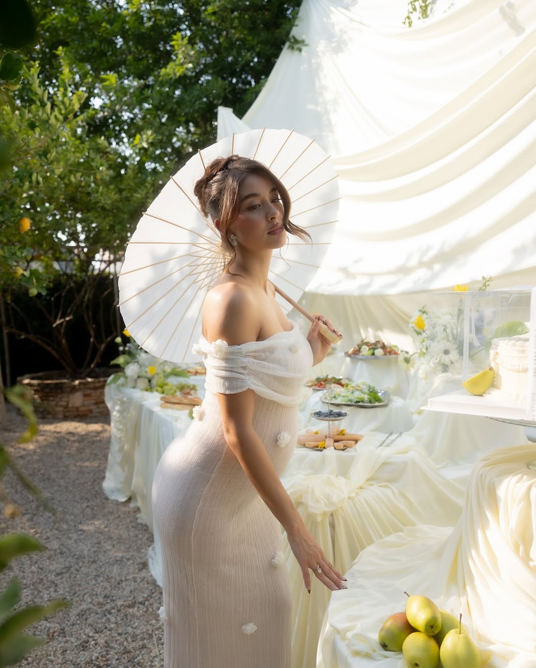 Yindi - Maternity Off-Shoulder Maxi Dress Olivia The Label