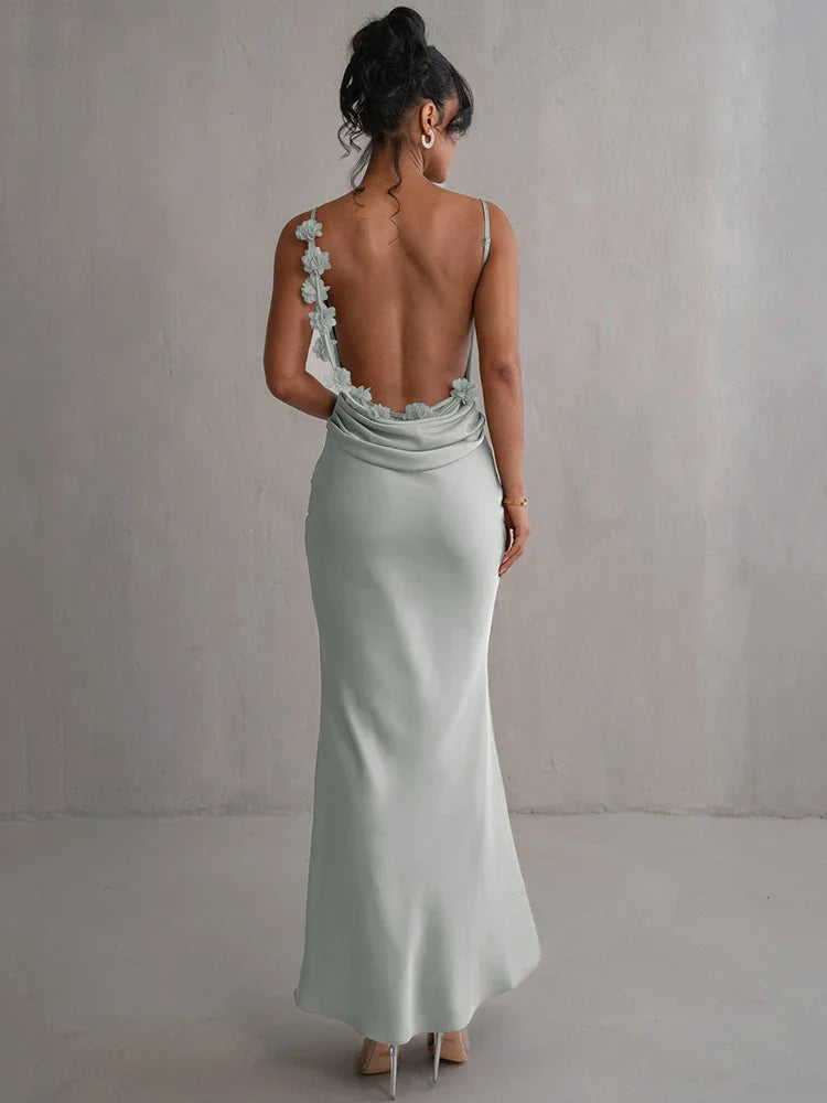 Skyla - Sleeveless Backless Maxi Dress Olivia The Label Light Green XS
