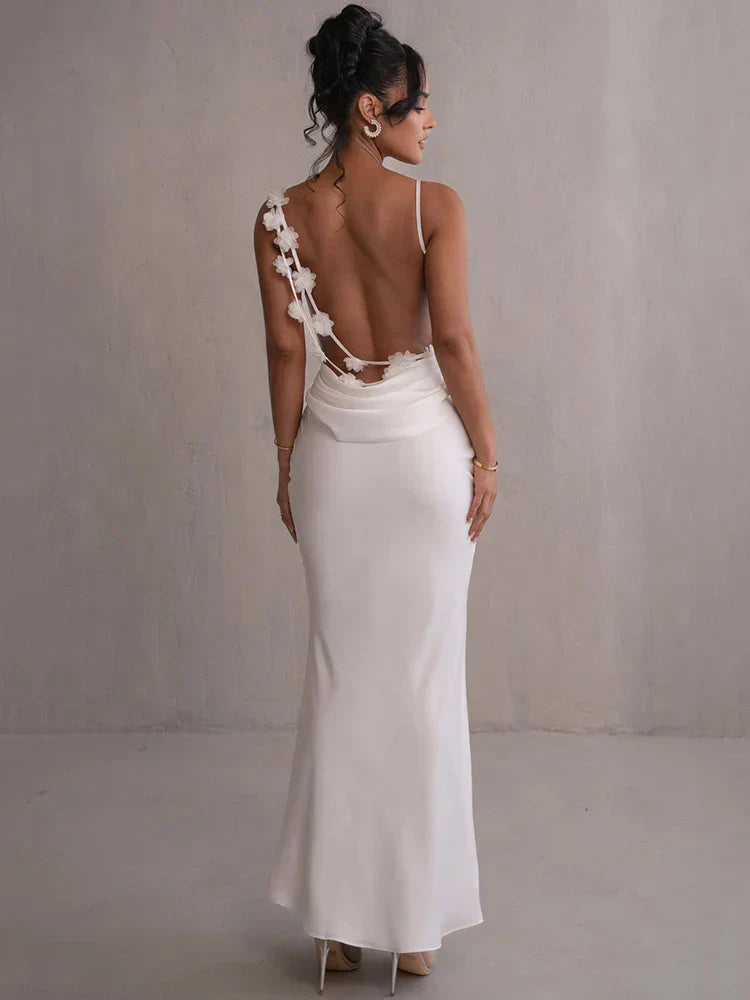 Skyla - Sleeveless Backless Maxi Dress Olivia The Label White XS