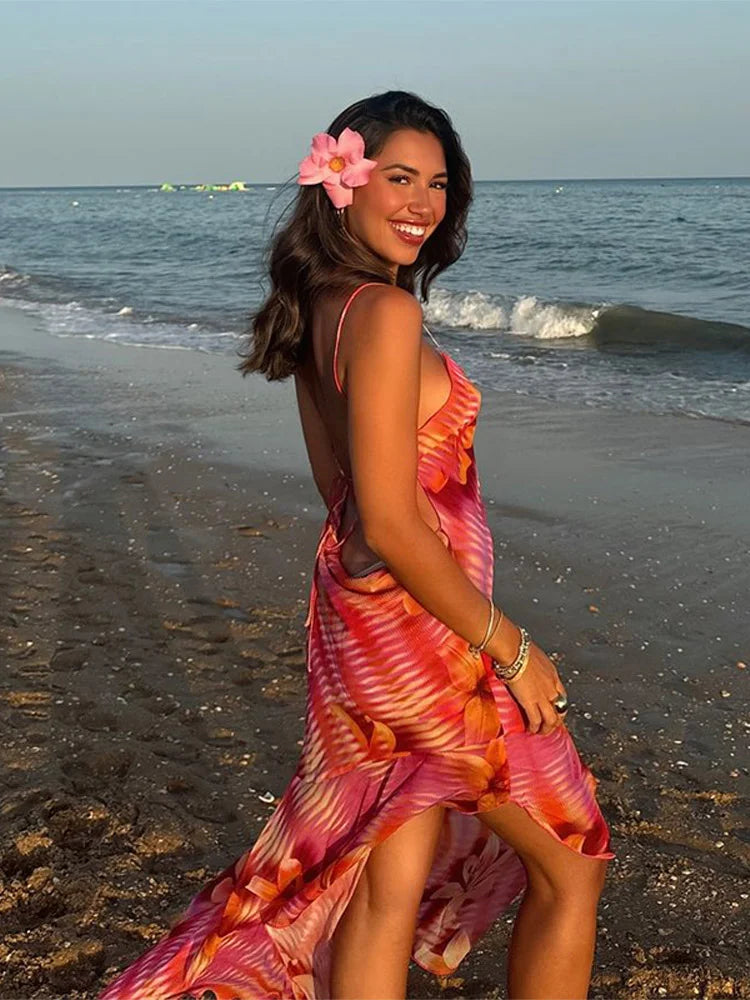 Maya - Vibrant Tropical Midi Dress Olivia The Label