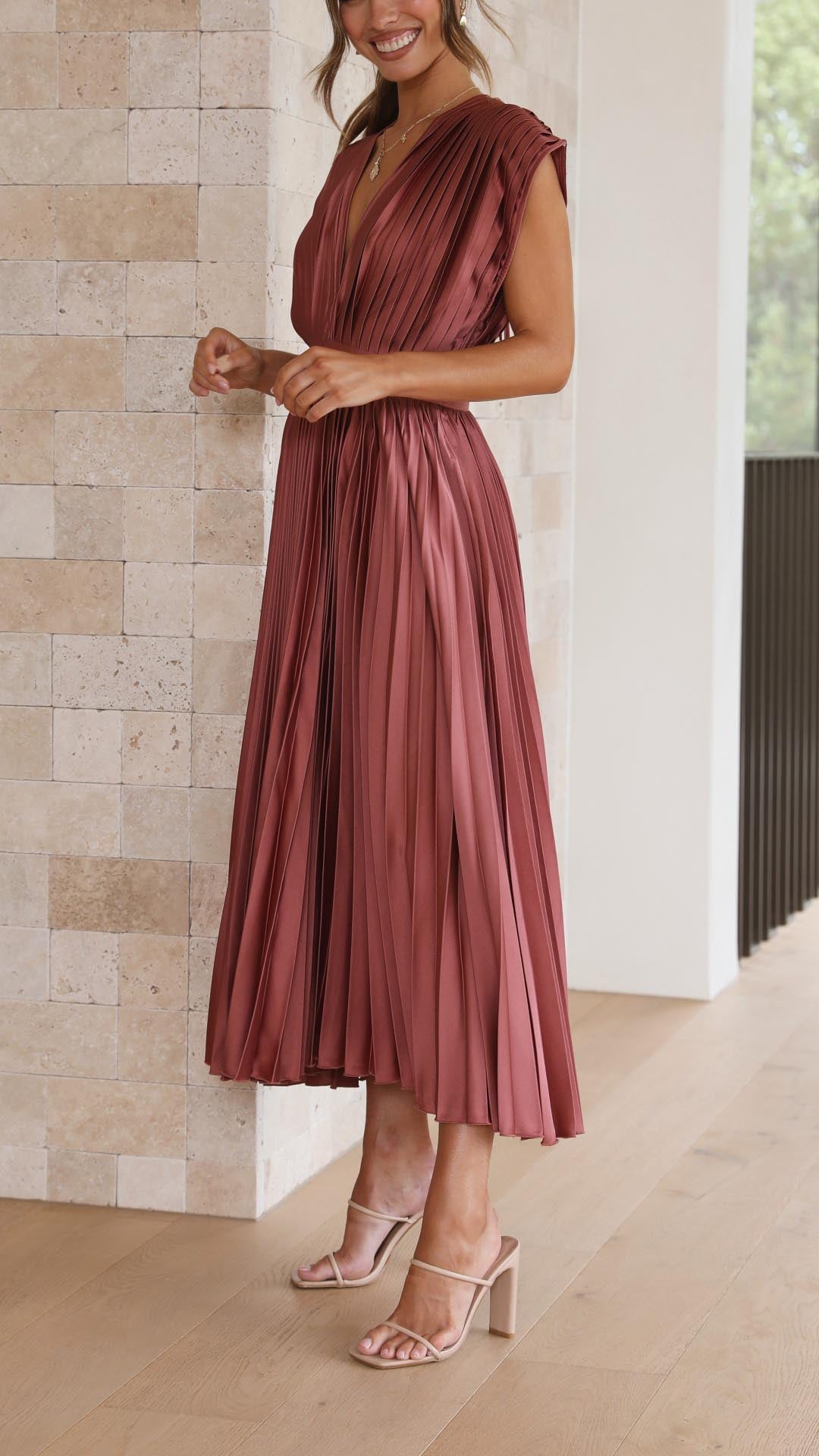 Seren - Deep V-Neck Maxi Dress Olivia The Label