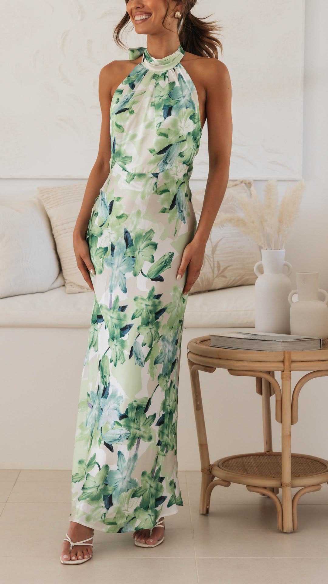 Nola Floral Halter Maxi Dress Olivia The Label