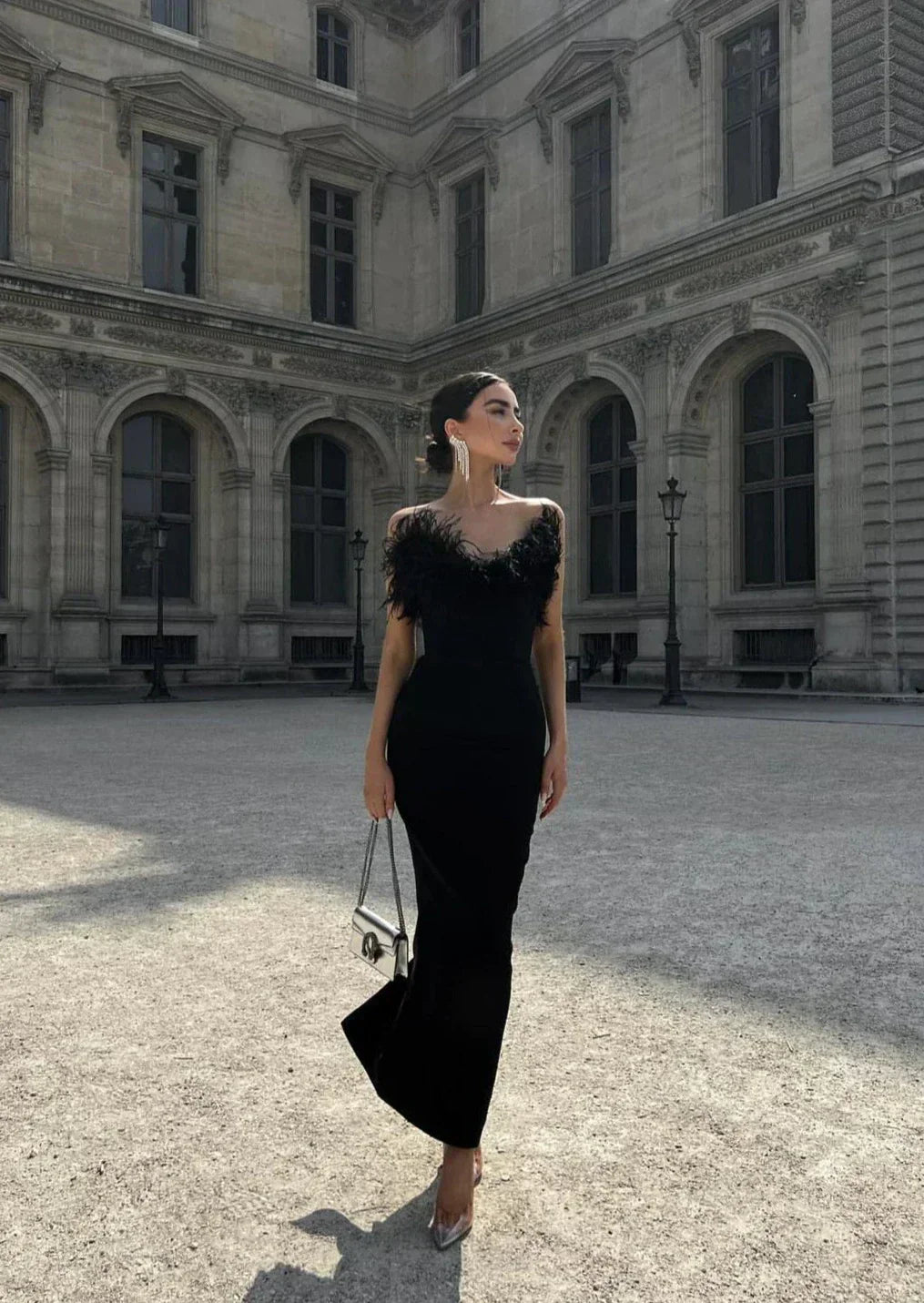 Anastasia - Luxurious Feather Maxi Dress Olivia The Label