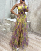 Ayla - Elegant Split Midi Dress Olivia The Label Yellow XS