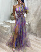 Ayla - Elegant Split Midi Dress Olivia The Label Purple XS