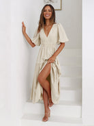 Seraphina - Puff Sleeves Midi Dress Olivia The Label