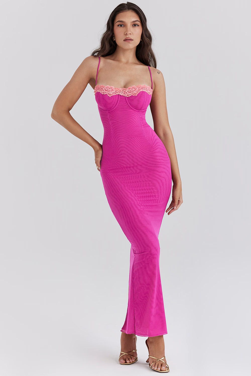 Florence Vibrant Bodycon Gown Olivia The Label Pink XS