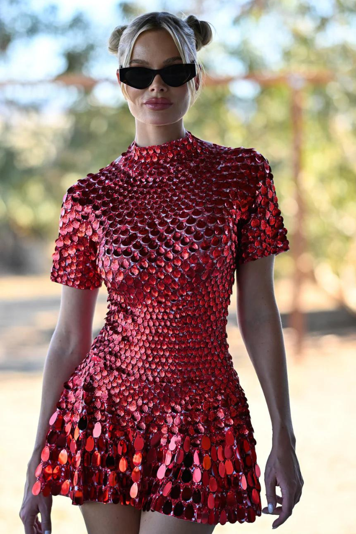 Naysa - High Neck Mini Dress Olivia The Label Red XS