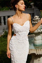 Seren - Pearl Sequin Midi Dress Olivia The Label White XS