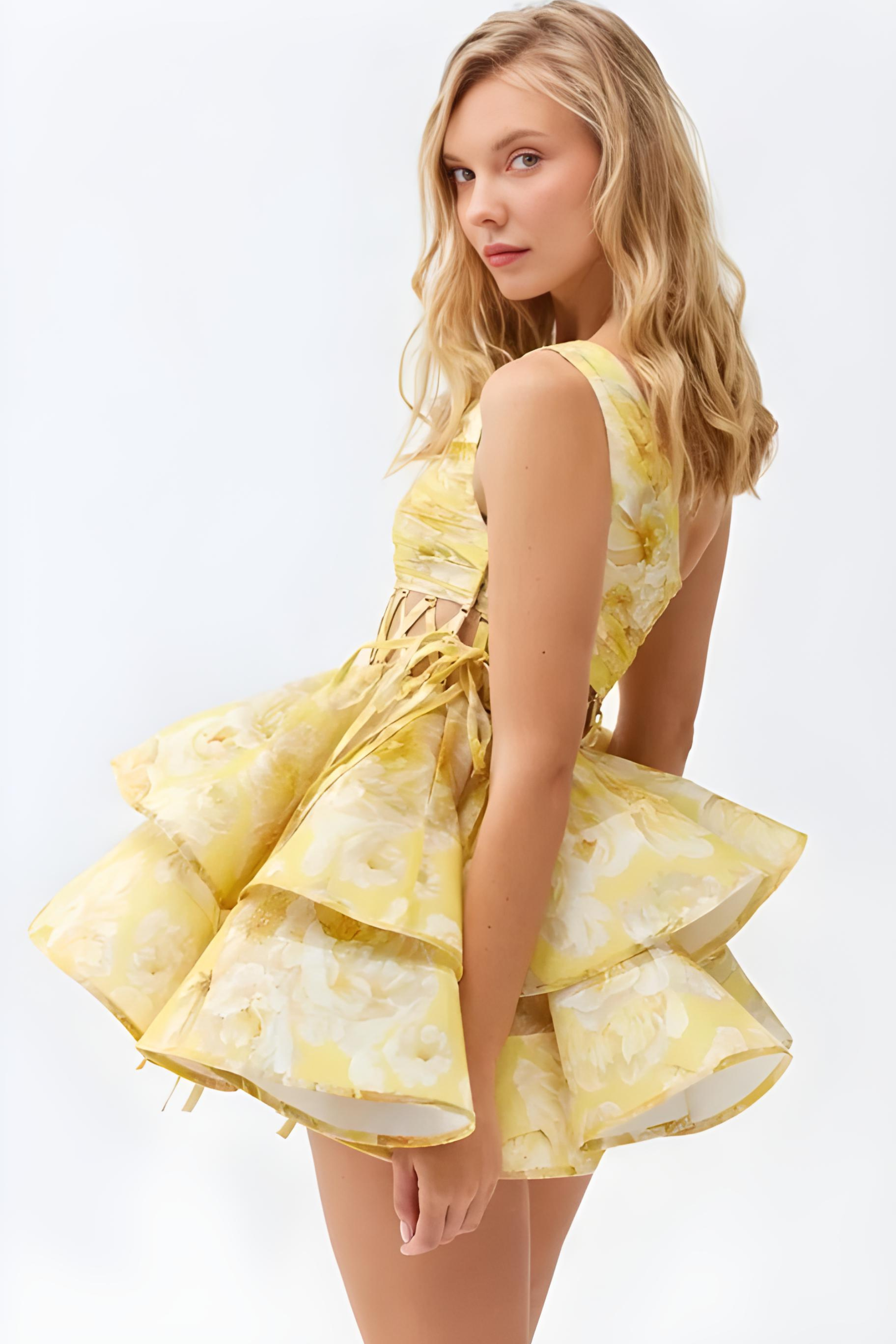 Daphne - Floral One Shoulder Mini Dress Olivia The Label