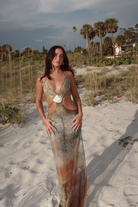 Ruelle - Elegant Shell Waist Cut-Outs Maxi Dress Olivia The Label