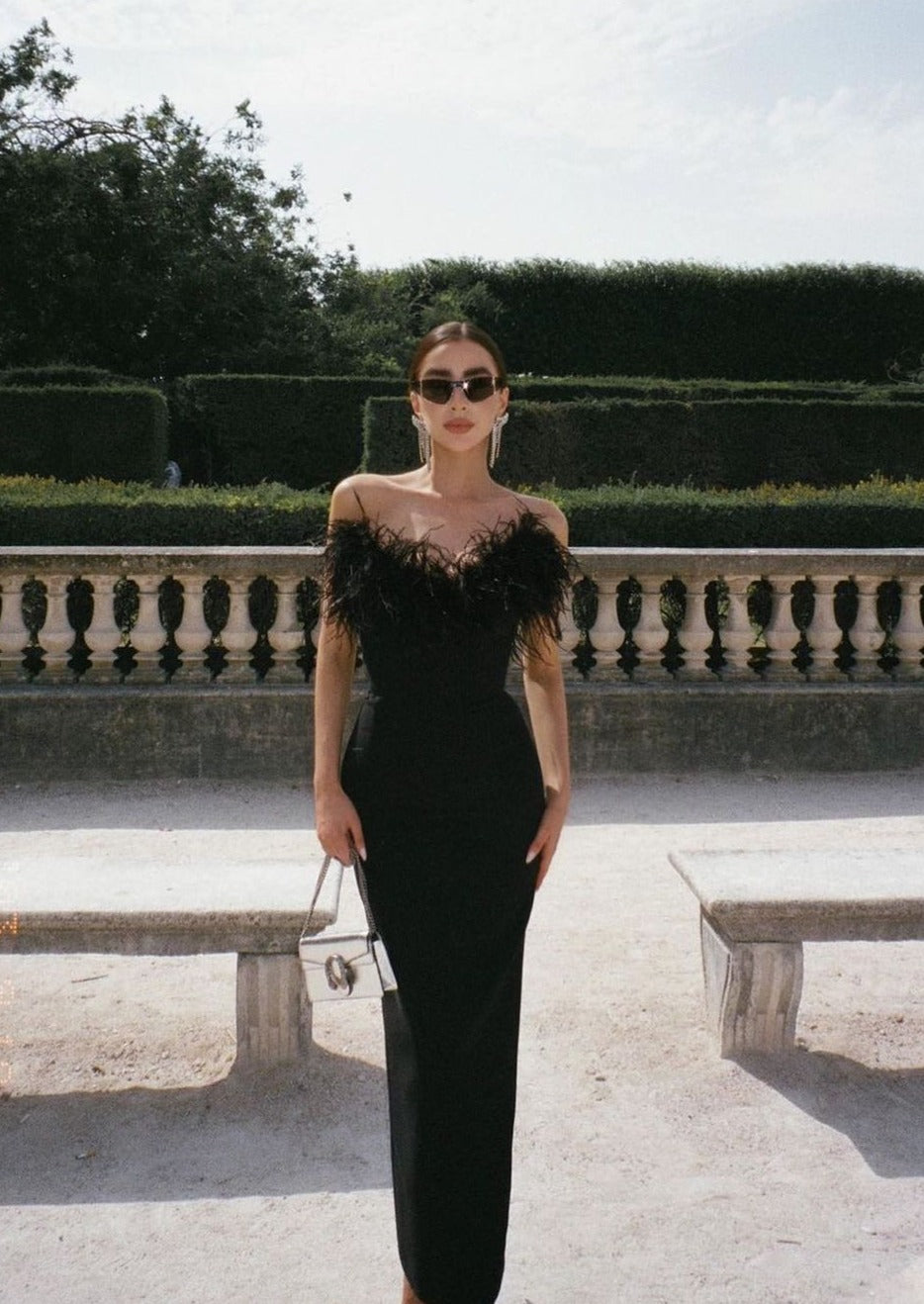 Anastasia - Luxurious Feather Maxi Dress Olivia The Label