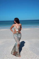 Ruelle - Elegant Shell Waist Cut-Outs Maxi Dress Olivia The Label