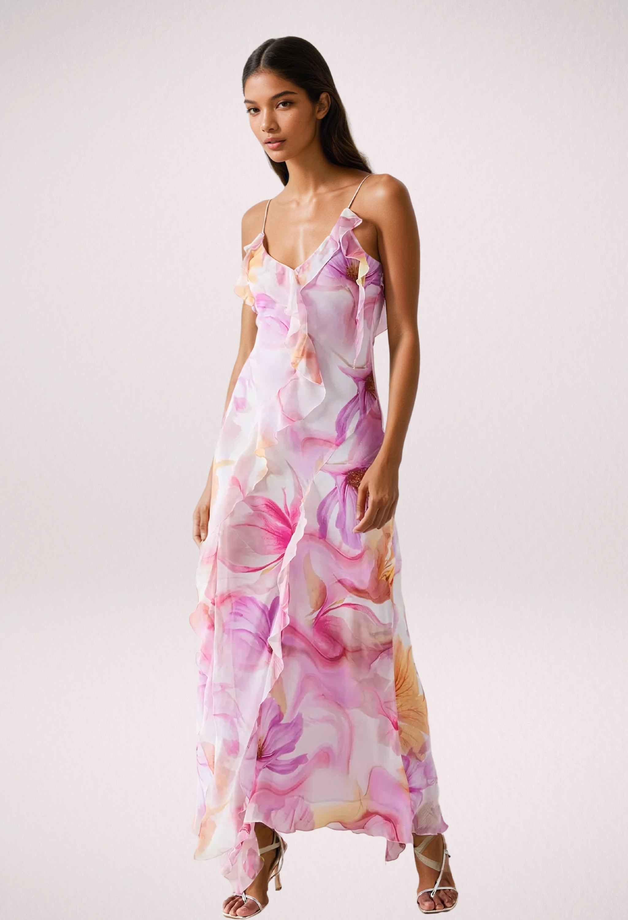 Maisie - Floral Ruffle Maxi Dress Olivia The Label