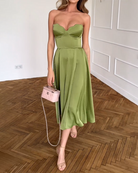 Sabrina - Strapless Elegant Midi Dress Olivia The Label Green XS