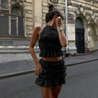 Tamsin - Pleated Backless Two-Piece Set Olivia The Label Black XS