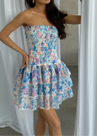 Yarra - Strapless Floral Mini Dress Olivia The Label Blue XS
