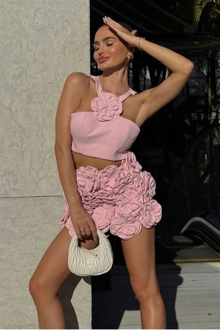 Willa - Elegant Floral Mini Set Olivia The Label Pink XS