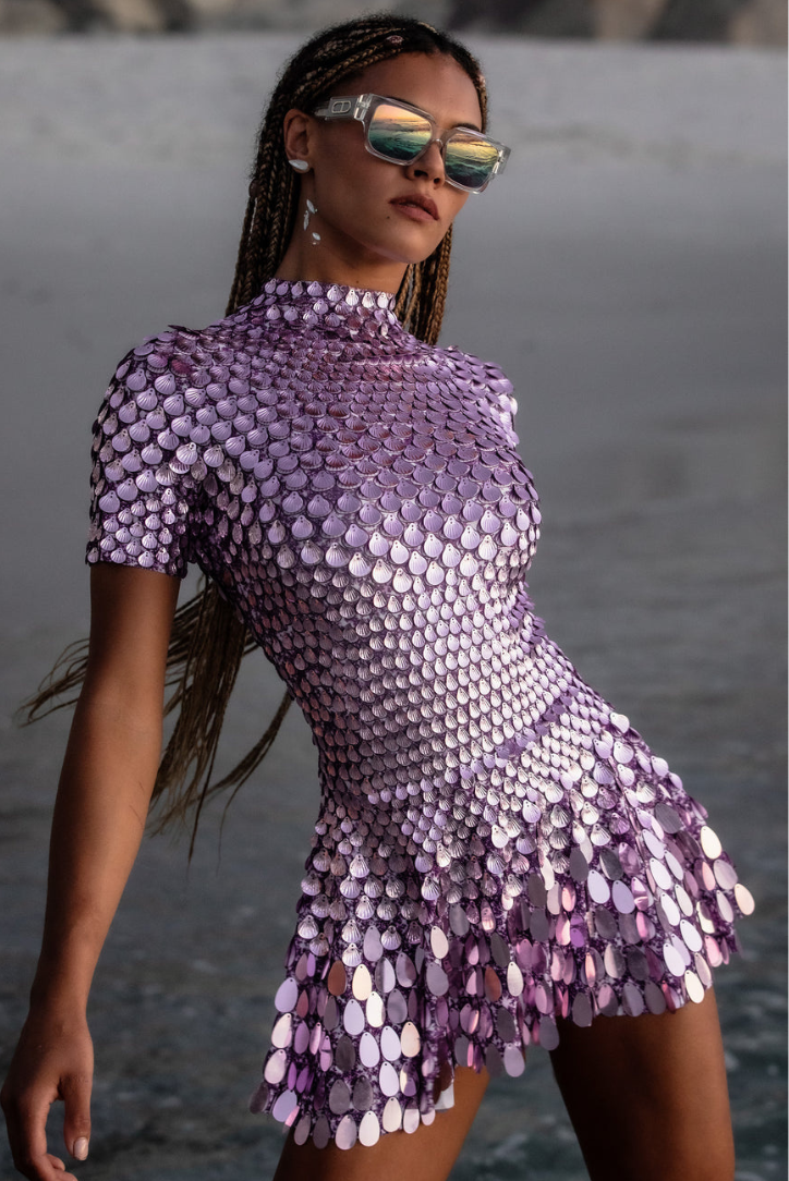 Eloise - High Neck Mini Dress Olivia The Label Lilac XS