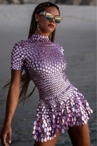 Eloise - High Neck Mini Dress Olivia The Label Lilac XS