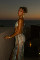 Ruelle - Elegant Shell Waist Cut-Outs Maxi Dress Olivia The Label