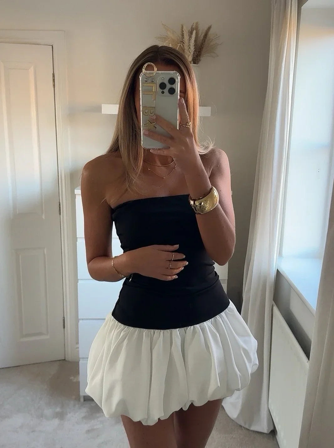 Eloise - Bubble Hem Mini Dress Olivia The Label Black XS