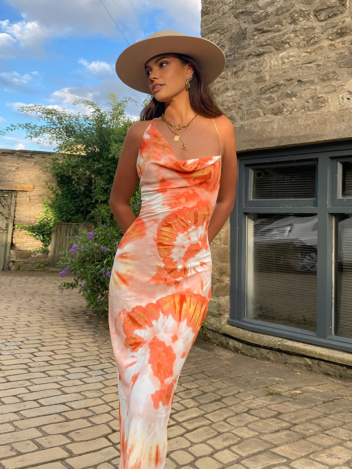 Isolde - Tropical Floral Maxi Dress Olivia The Label Orange XS