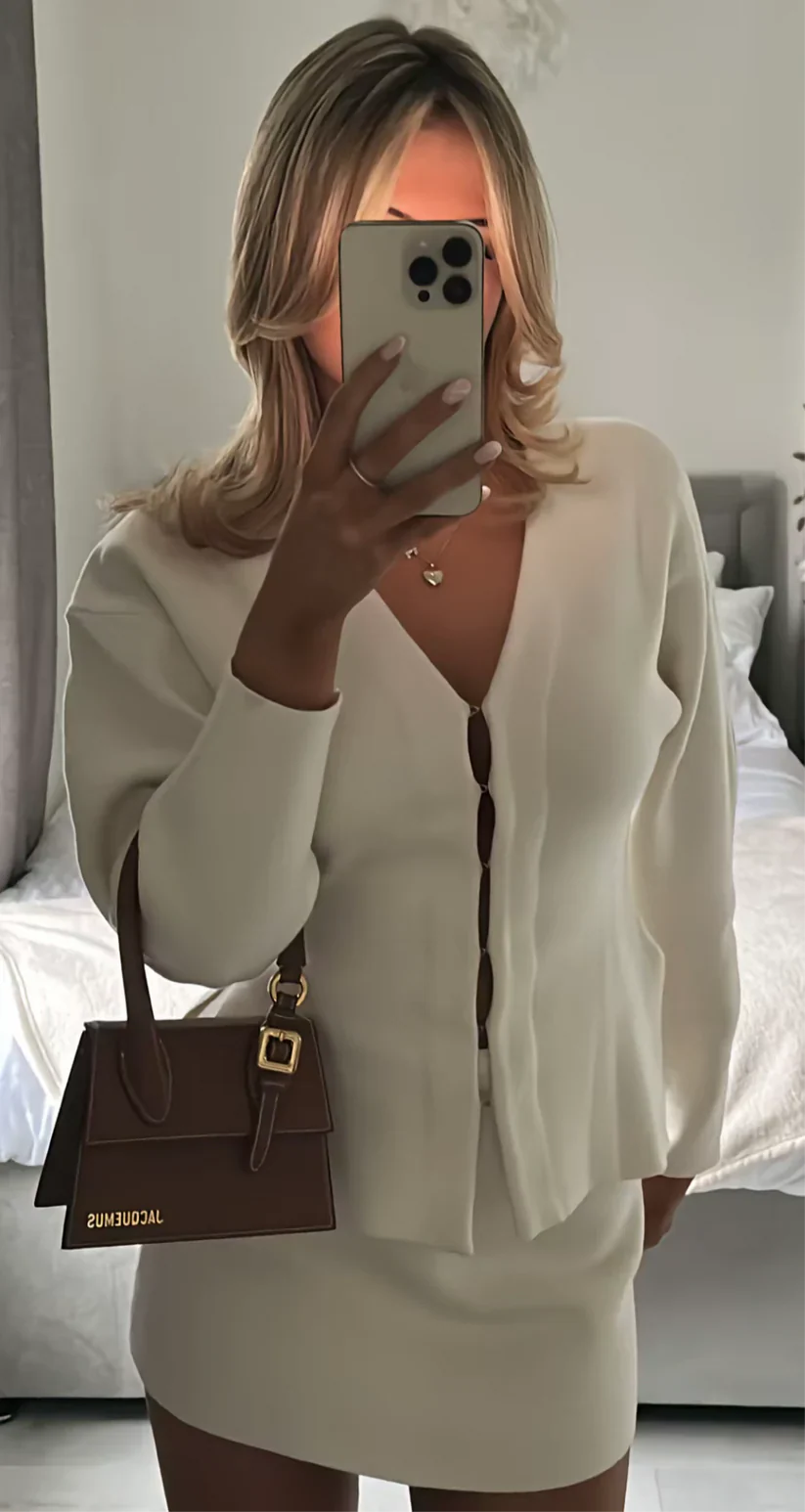 Thea - Ribbed Knitted Set Olivia The Label Ivory XS