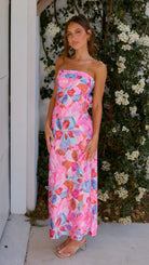 Rosalind - Chic Strapless Midi Dress Olivia The Label Pink XS