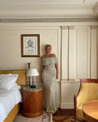 Yindi - Maternity Off-Shoulder Maxi Dress Olivia The Label