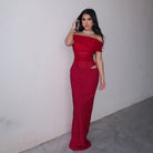 Aaliyah - Off-Shoulder Mesh Maxi Dress Olivia The Label Red XS