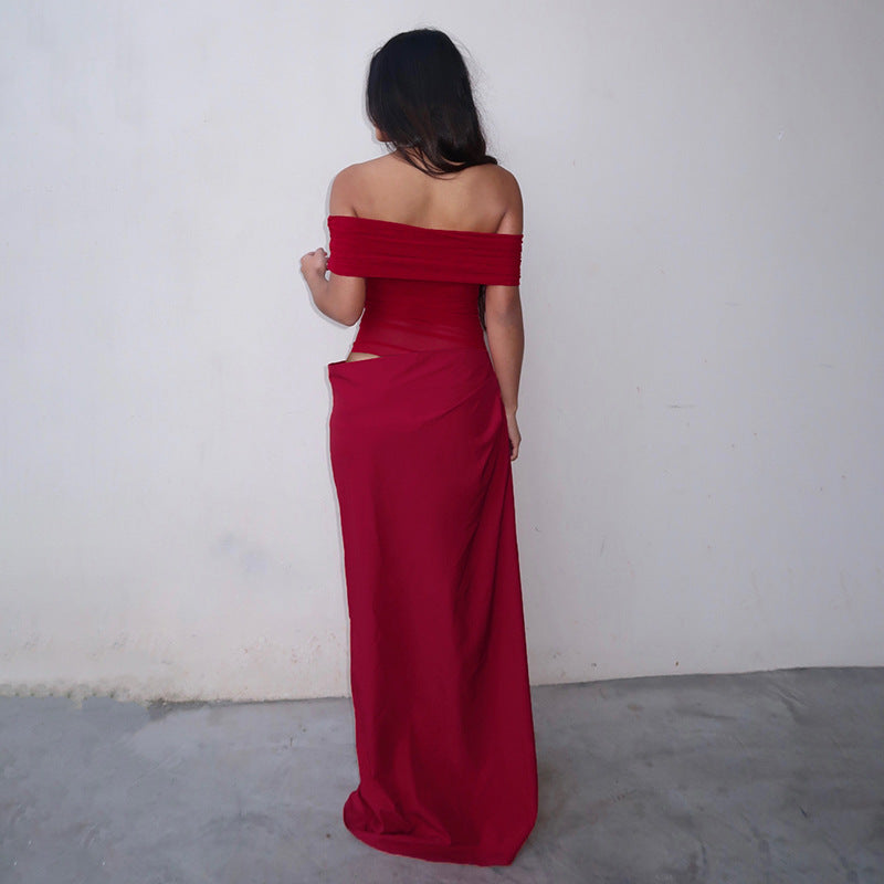 Aaliyah - Off-Shoulder Mesh Maxi Dress Olivia The Label