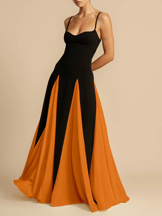 Lara - Sleeveless Maxi Dress Olivia The Label Black & Orange XS