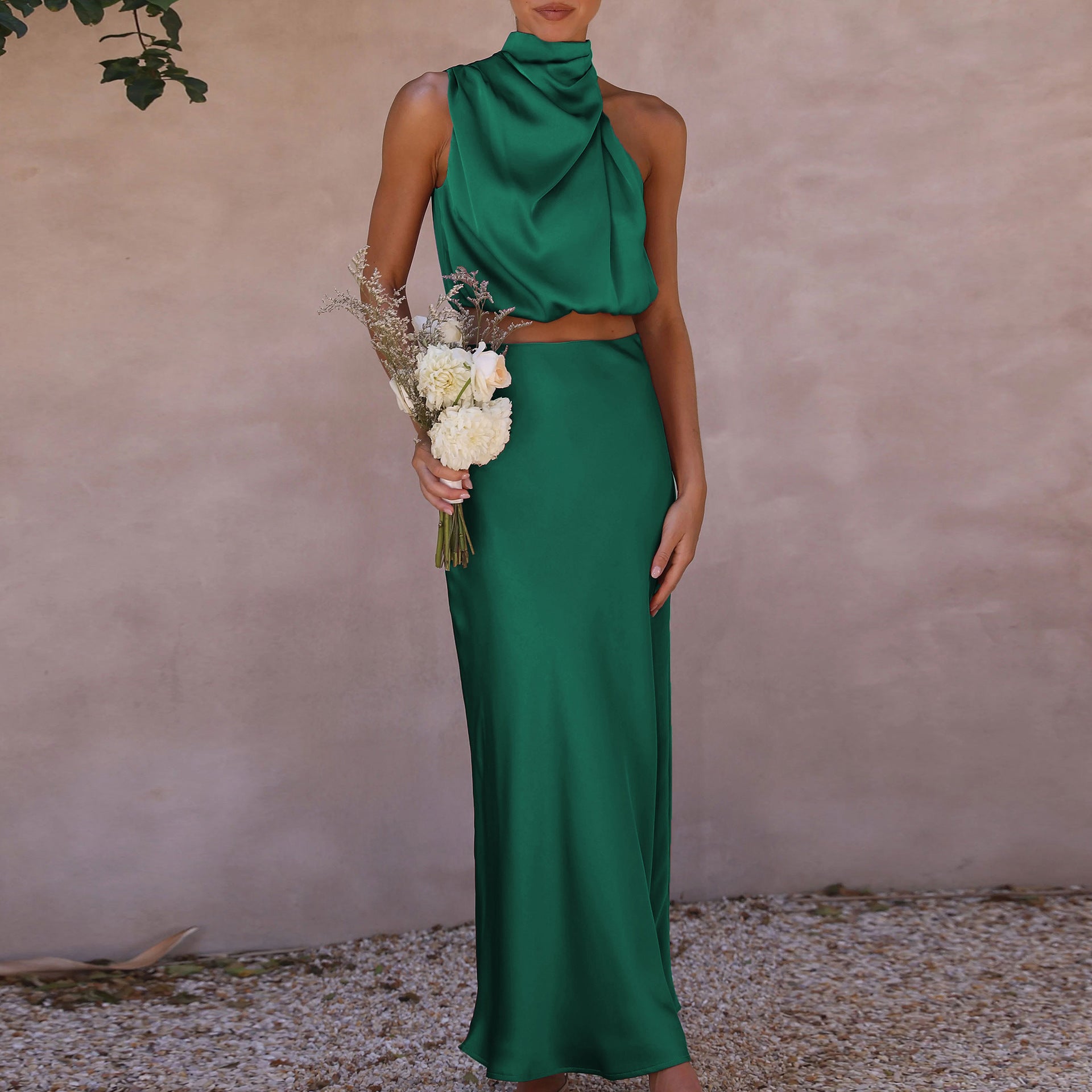 Belle - Elegant Satin Set Olivia The Label Green XS