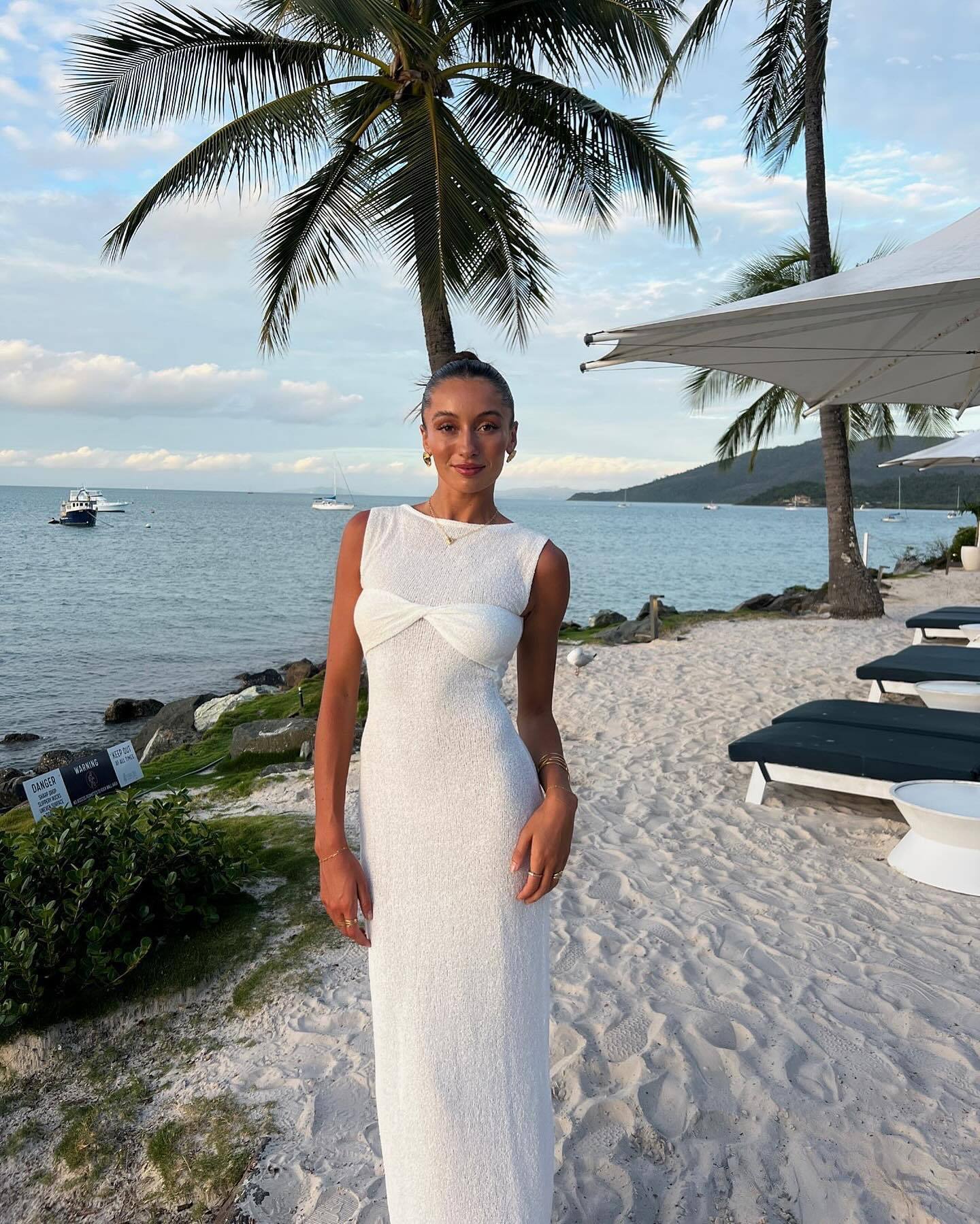 Mika - Round Neck Knitted Maxi Dress Olivia The Label White XS