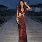 Amira - Slim-Fit Open Back Cutout Maxi Dress Olivia The Label Brown XS