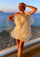 Bianca - Flower One Shoulder Mini Dress Olivia The Label White XS