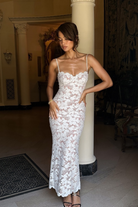 Kiara - Lace Maxi Dress Olivia The Label Floral White XS