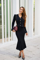 Lara - V-Neck Knitted Set Olivia The Label Black XS