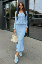 Lara - V-Neck Knitted Set Olivia The Label Blue XS